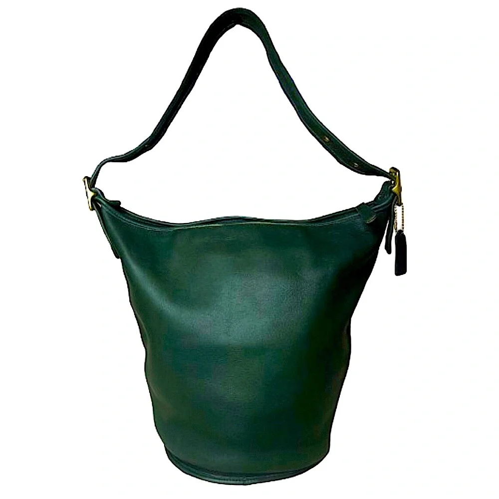COACH Bottle Green Glove Tanned Leather Duffle Sac XL Bucket Bag 9085 USA COA